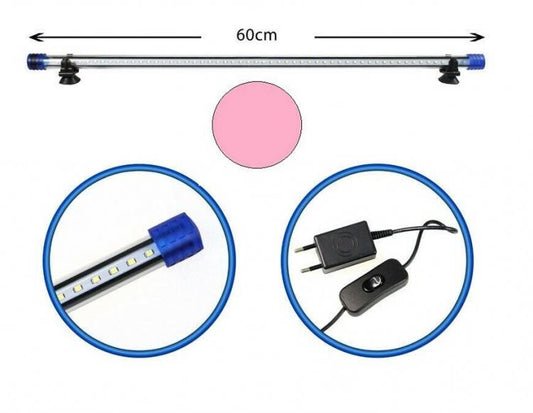 Barra Led Lampada Neon Per Acquario Impermeabile Immersione Luce ROSA 60CM