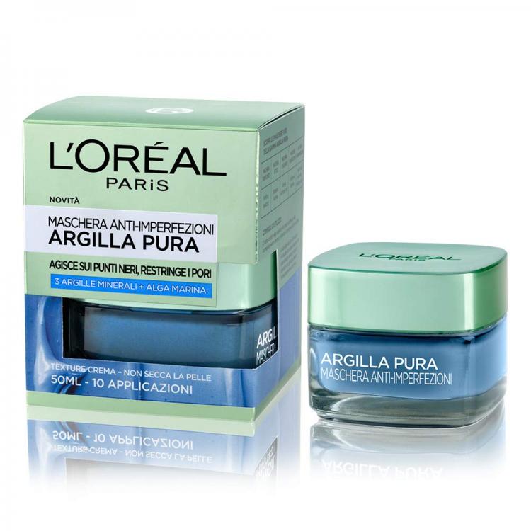 L'Oreal Paris Maschera Viso Argilla Pura Anti-Imperfezioni Naturale Punti Neri