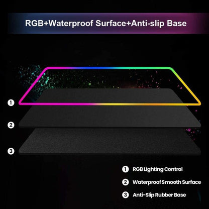 Tappetino Gaming Mouse Xxl Led Rgb Mousepad 80Cm Cambio Colore Pc Tappeto Grande