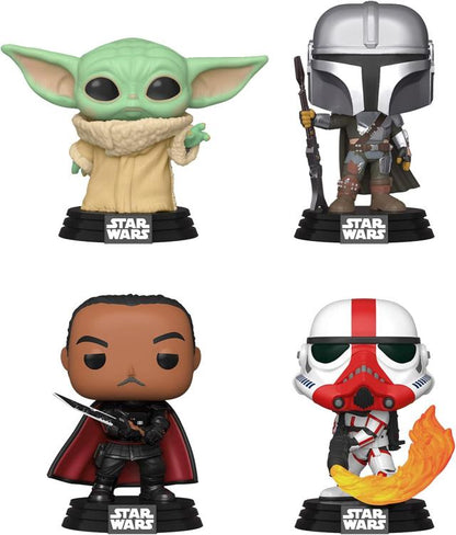 Funko Pop ! Star Wars Grogu-Mandalorian-Moff Gideon-Incinerator Stormtroper- 4Pk