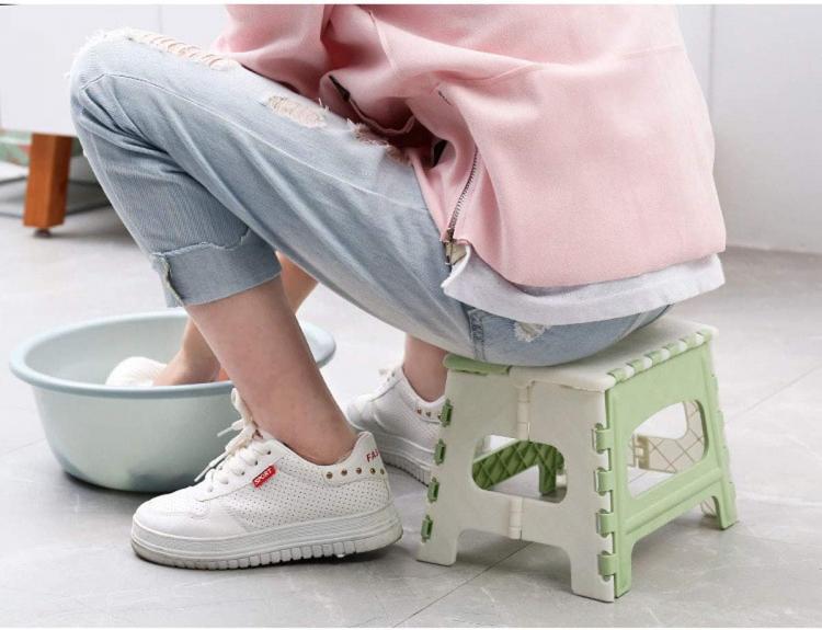 Sgabello Pieghevole 22Cm Basso Sgabellino Plastica Portatile Bambini Passeggio