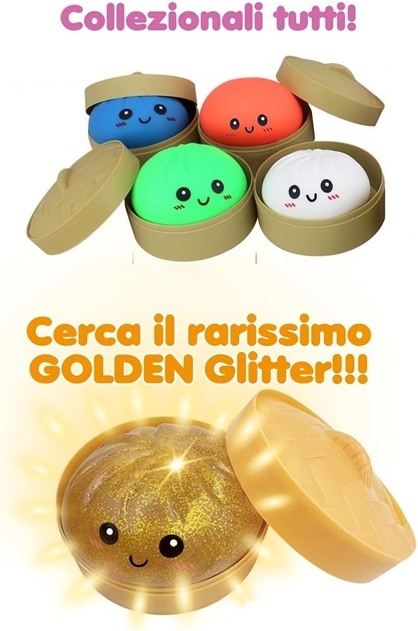 Baozi Squishy Raviolo Cinese Kawaii Morbido Antistress 5,5 Cm - Box Display 24 Pezzi