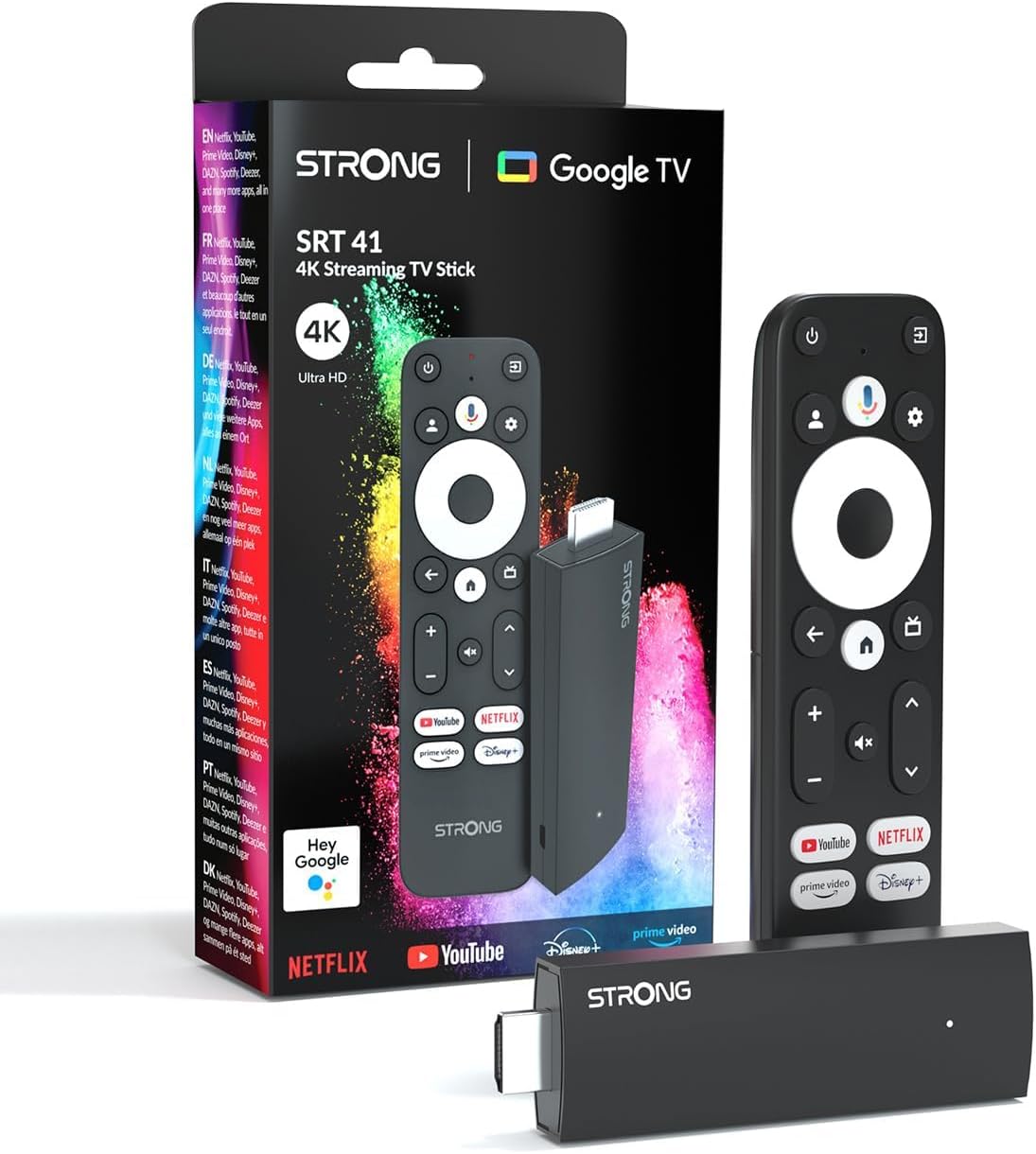 Strong Google Tv Andorid Stick Hdmi 4K Uhd Wifi Netflix Prime Telecomando 2In1