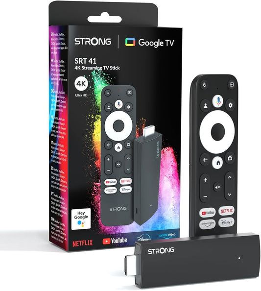 Strong Google Tv Andorid Stick Hdmi 4K Uhd Wifi Netflix Prime Telecomando 2In1