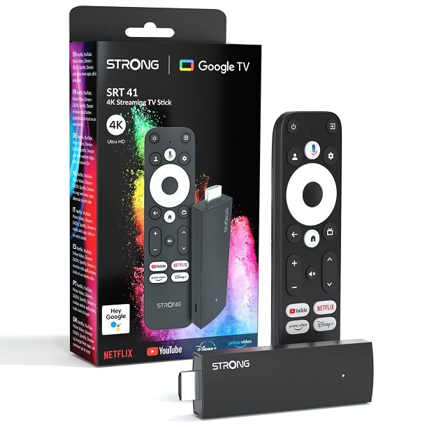 Strong Google Tv Andorid Stick Hdmi 4K Uhd Wifi Netflix Prime Telecomando 2In1