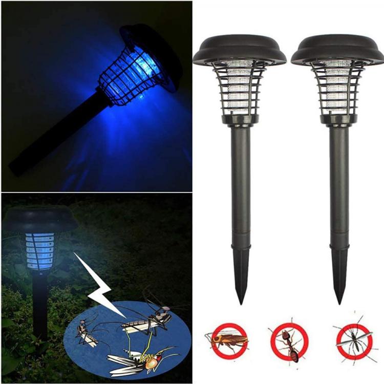 2 Lampada Led Solare Esterno Trappola Per Zanzare Zanzariera Elettrica Picchetto