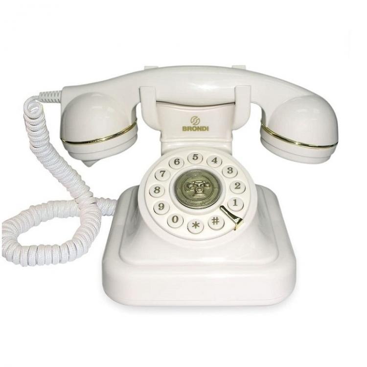 BRONDI TELEFONO FISSO VINTAGE 20 TAVOLO RETRO SUONERIA REGOLABILE FILO BIANCO