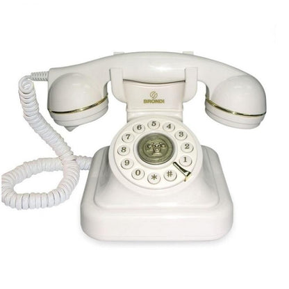 BRONDI TELEFONO FISSO VINTAGE 20 TAVOLO RETRO SUONERIA REGOLABILE FILO BIANCO