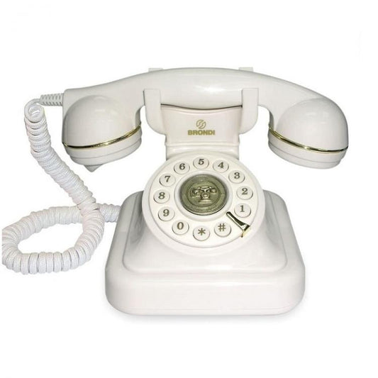 BRONDI TELEFONO FISSO VINTAGE 20 TAVOLO RETRO SUONERIA REGOLABILE FILO BIANCO