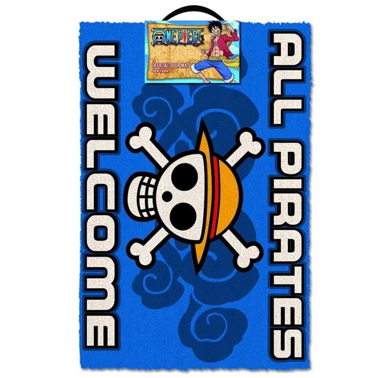 One Piece Zerbino Ingresso All Pirates Welcome Celeste Tappeto Cameretta 40X60Cm