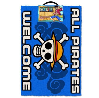 One Piece Zerbino Ingresso All Pirates Welcome Celeste Tappeto Cameretta 40X60Cm
