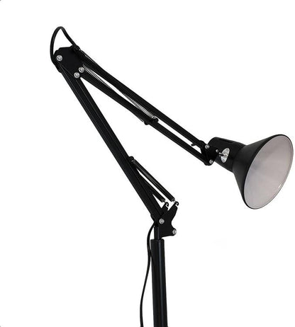 Lampada A Piantana Da Terra Braccio Orientabile Luce Lettura Metallo Nero |D15N