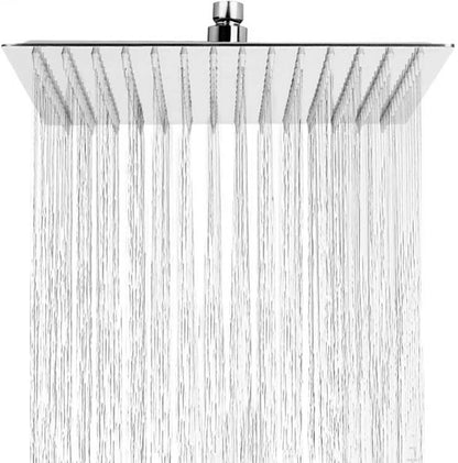 Soffione Doccia Bagno In Acciaio Inox Ultra Slim Lucido Cromato 20Cm-Quadrato