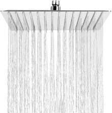 Soffione Doccia Bagno In Acciaio Inox Ultra Slim Lucido Cromato 20Cm-Quadrato