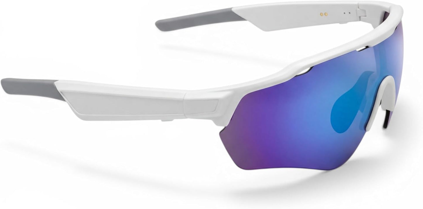 Nilox Occhiali Smart Sportivi SOPRAPIS con Audio Open-Ear, Altoparlanti Integrati, Controllo Vocale Siri e Google, Lenti con Filtro Luce Blu, Design Ergonomico e Resistente IPX5
