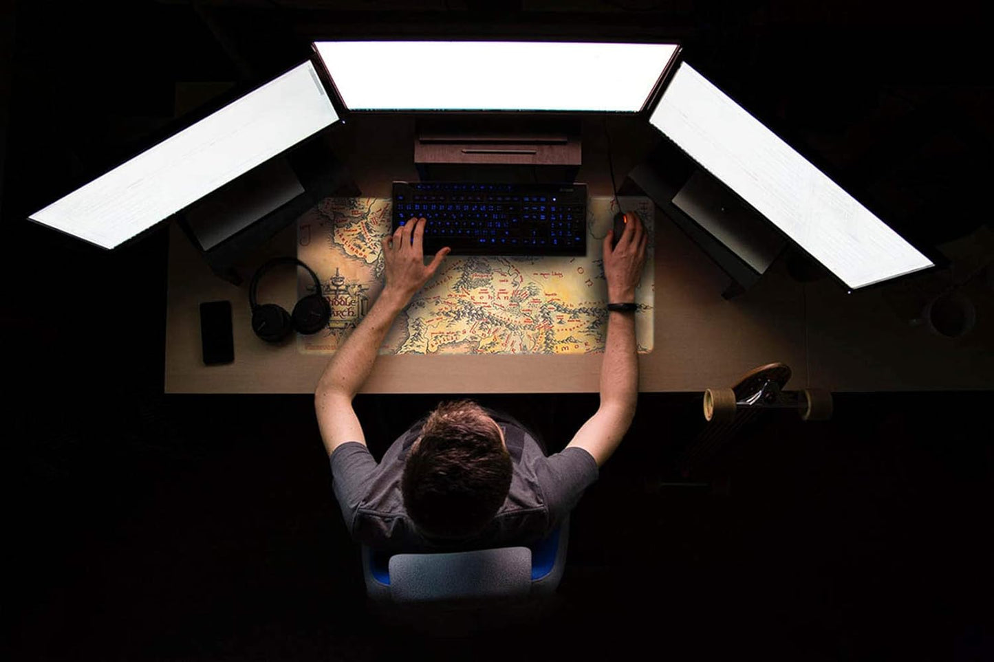Desk Mat XXL Il Signore degli Anelli Mappa Terra di Mezzo Tastiera E Mouse Pad Pc