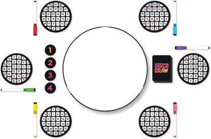 Clementoni -  Gioco da Tavolo Disco Draw Party Game con Lavagna Girevole