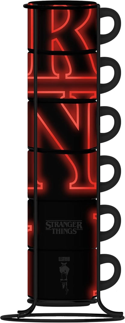 Bialetti Set da 6 Tazzine Impilabili Stranger Things Fluorescenti - Serie Netflix