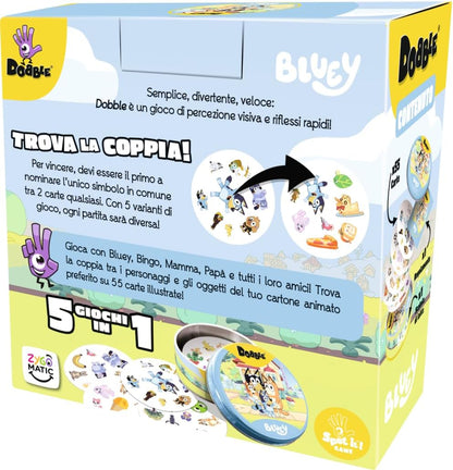 Asmodee - Dobble Bluey Gioco di Carte Rapido e Divertente da 2 a 8 Giocatori