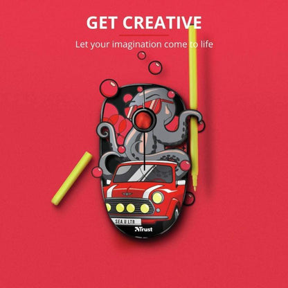 Trust Mouse Ottico Sketch Silent Click Silenzioso Wireless Usb Senza Filo Rosso