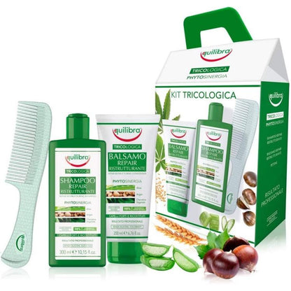 Equilibra Trattamento Capelli Ristrutturante Tricologica Shampoo Balsamo Pettine