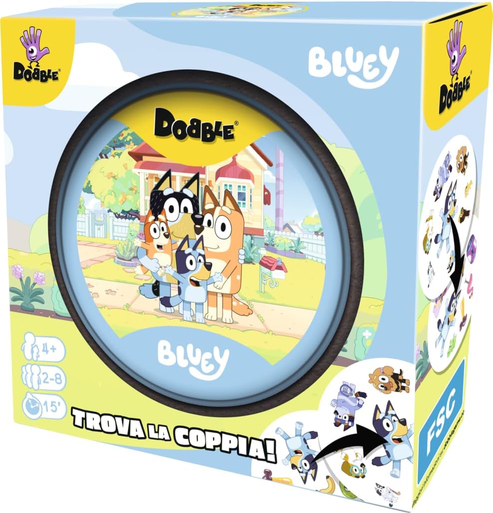 Asmodee - Dobble Bluey Gioco di Carte Rapido e Divertente da 2 a 8 Giocatori