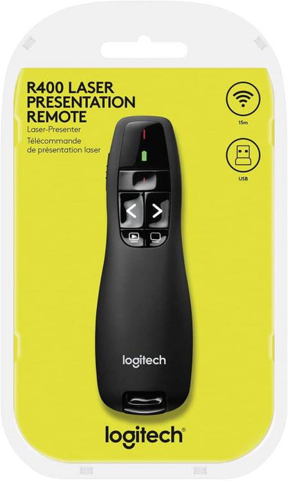 Logitech Puntatore Mouse Wireless Presenter R400 Laser Rosso Remote Windows Pc