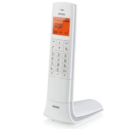 BRONDI LEMURE BIANCO TELEFONO CORDLESS PORTATILE CON VIVAVOCE SVEGLIA LED TOUCH