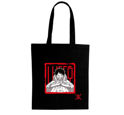 ABYstyle: ONE PIECE (Luffy) Nero e Rosso - Tote Bag - Shopping Bag - Borsa in tessuto con manici