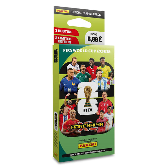 Panini Calciatori Adrenalyn XL Fifa World Cup 2026 - Ecoblister da 3 Bustine da 8 Card + 2 Limited