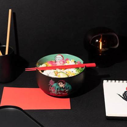 Grupo ERIK: Ciotola Ramen Demon Slayer - Ramen Bowl 900 ml + Alloy Sticks - Ciotola Cucina Giapponese Kimetsu No Yaiba Gadget