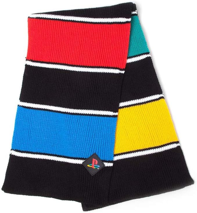 Difuzed Retro Colors - Set Cappello Berretto con pompon e Sciarpa Logo Playstation