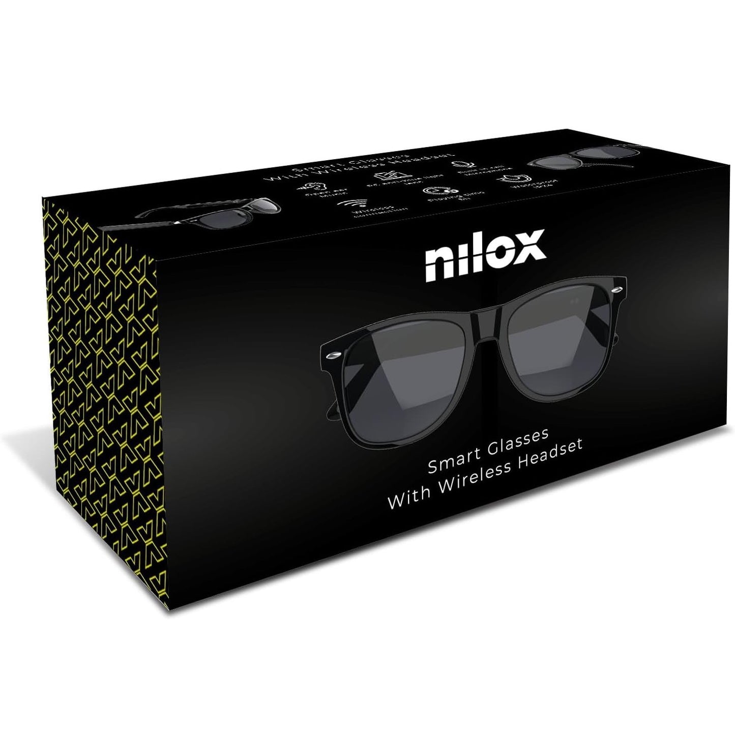 Nilox Occhiali Smart Audio Open-Ear con Altoparlanti Integrati, Controllo Vocale Siri e Google, Autonomia 5 Ore, Filtro Luce Blu, Design Leggero e Impermeabile IPX4