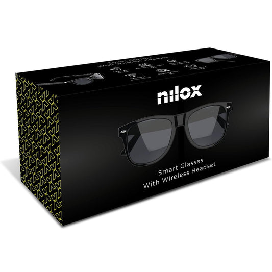 Nilox Occhiali Smart Audio Open-Ear con Altoparlanti Integrati, Controllo Vocale Siri e Google, Autonomia 5 Ore, Filtro Luce Blu, Design Leggero e Impermeabile IPX4