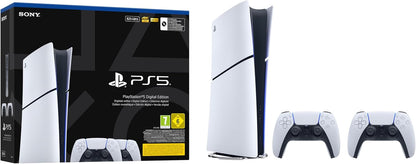 Sony Console Playstation 5 Digital Slim White 1Tb Digitale Ps5 + 2 Dualsense