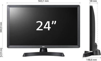 Lg Smart Tv 24" Led Hd Ready Fhd Monitor Tv Nero Dvb-T2 Usb Wifi (23.6") 59,9 Cm