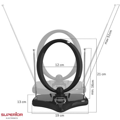 Superior Electronics Antenna TV da Interni Amplificata - Indoor Pro, HD/Full HD/Ultra HD, DVB-T2 Ready, Filtro 5G LTE Casa Camper - SUPNAO001 (Copia)