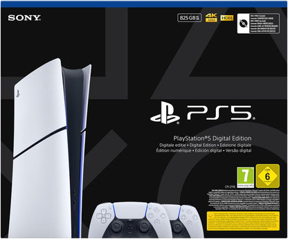 Sony Console Playstation 5 Digital Slim White 1Tb Digitale Ps5 + 2 Dualsense