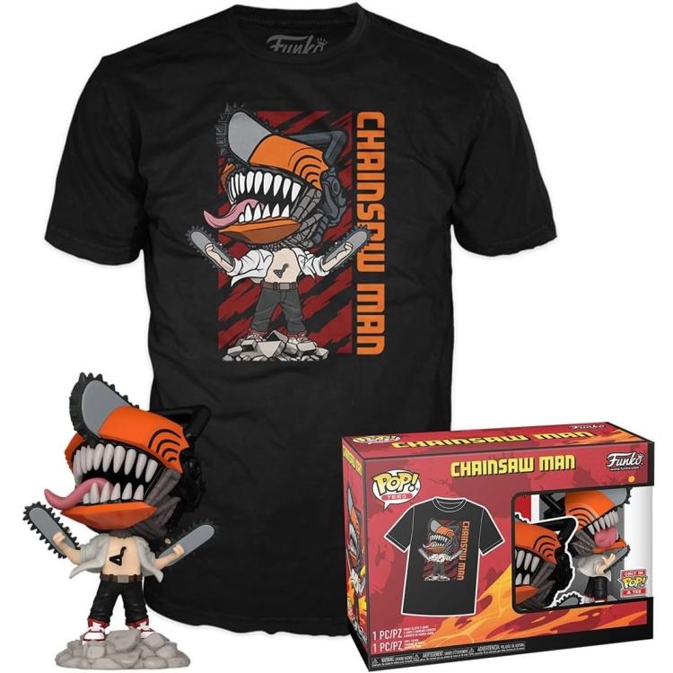 Funko Pop! & Tee: Chainsaw Man Leaping, Large Maglietta A Maniche Corte E Figure