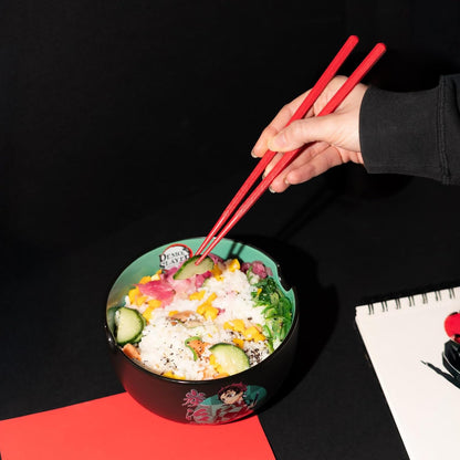 Grupo ERIK: Ciotola Ramen Demon Slayer - Ramen Bowl 900 ml + Alloy Sticks - Ciotola Cucina Giapponese Kimetsu No Yaiba Gadget