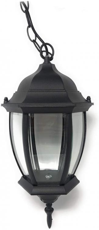 Lanterna Da Soffitto Sospensione  Con Catena Lampada Giardino Attacco E27/Nero