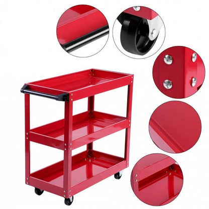 CARRELLO PER ATTREZZI DA OFFICINA MULTIUSO PORTA UTENSILI 3 RIPIANI CON RUOTE