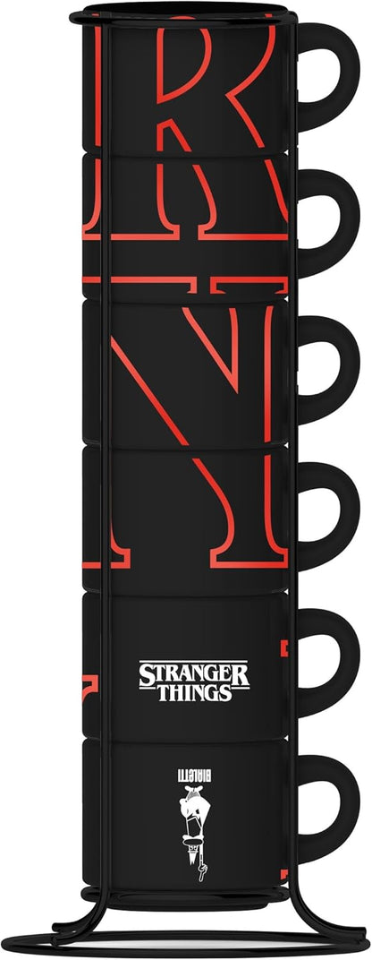 Bialetti Set da 6 Tazzine Impilabili Stranger Things Fluorescenti - Serie Netflix