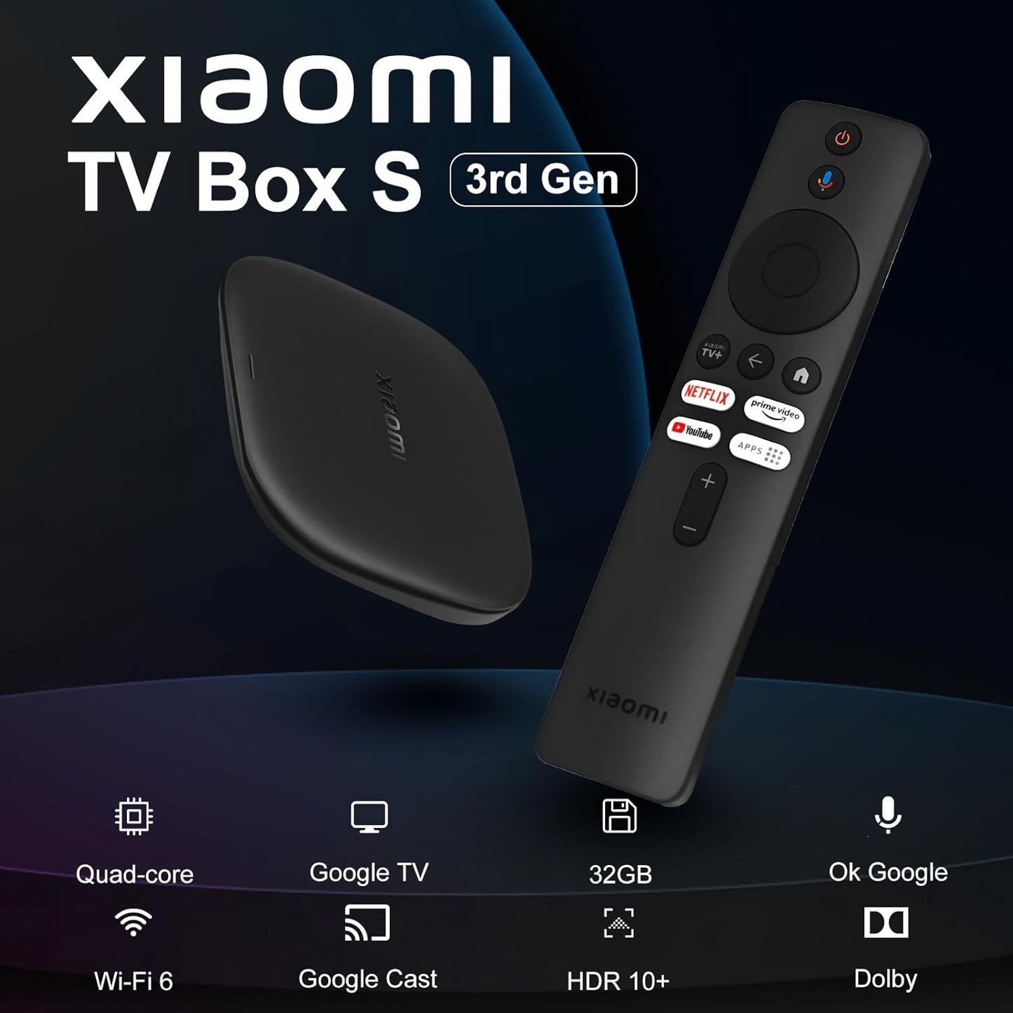 Xiaomi Mi Tv Box S (3rd Gen) 4K 2+32Gb Google TV UHd Wi-Fi 6 HDR10+ Nero Smart