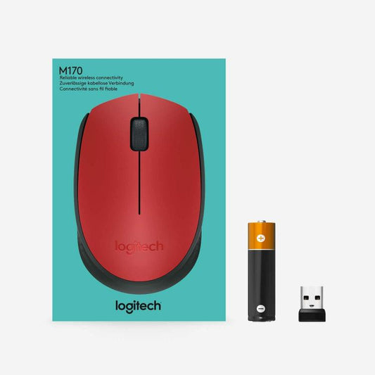 Logitech Mouse Wireless M185 Red Optical Usb Ambidestro Pc Mac Laptop Rosso