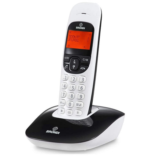 Telefono Cordless Brondi Nice Portatile Senza Fili Batteria Nero/Bianco