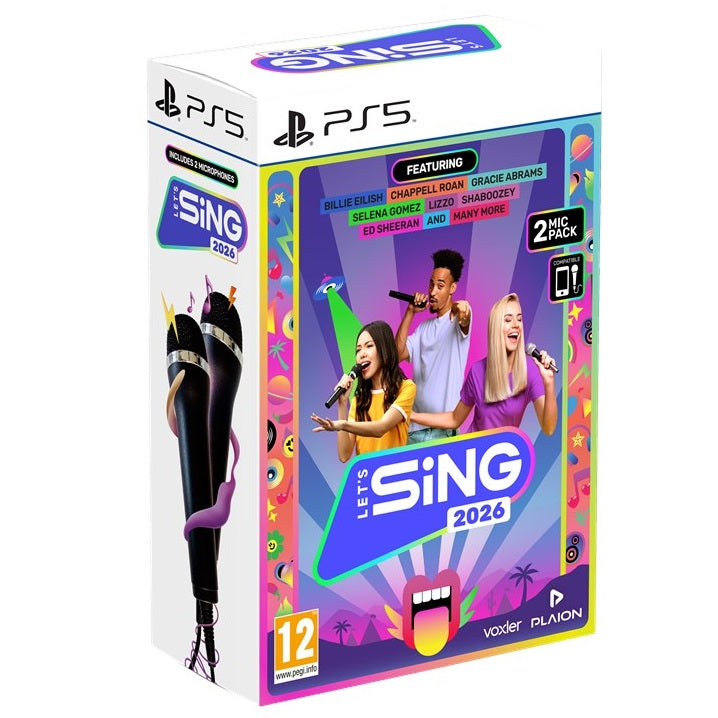 Let's Sing 2026 + 2 Microfoni Bundle Ps5 Videogioco Playstation 5 Nuovo Karaoke