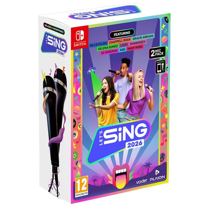 Let's Sing 2026 + 2 Microfoni Bundle Nintendo Switch Gioco Nuovo Karaoke NSW2