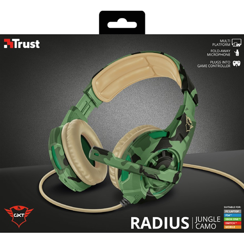 Trust Cuffie Gaming Gxt310C Radius Jungle Camo Pc Ps4 Xbox One Switch Cuffia