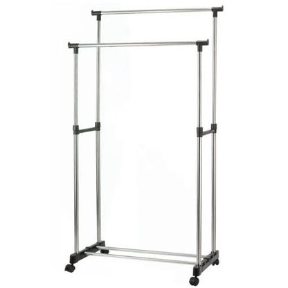 Stand Appendiabiti Doppio Con Ruote Stender Regolabile In Altezza 80X40X160 Cm